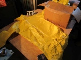 box of 20 yellow hazmat zip up suits assorted sizes