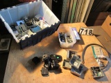 mixed electrical supplies including recep boxes, breakers, clamps, fittings and more