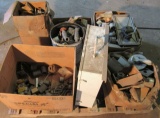 pallet of mixed industrial electric supplies and first aid box