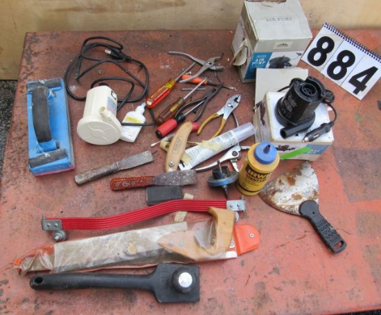 mixed lo of tools, battery strap, tile tools