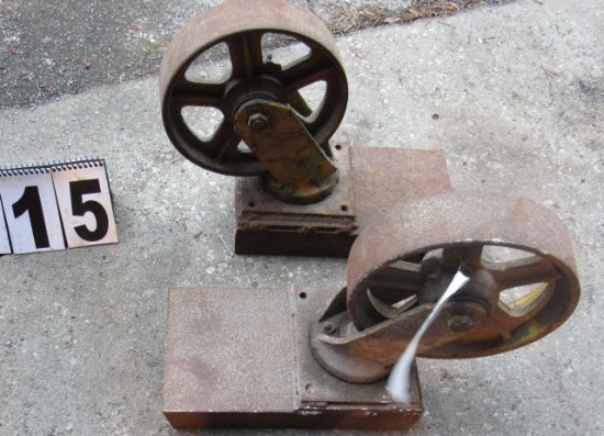 pair large steel casters