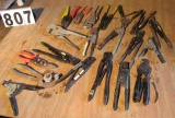 electrical tool mix crimpers, snips, strippers, and more in wood box 20 assorted pieces