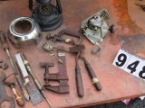 mixed collectibles - lantern, clamps, old tools