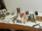 mixed jewelers tools including files, dremel bits, coping saw igniter and wood stand