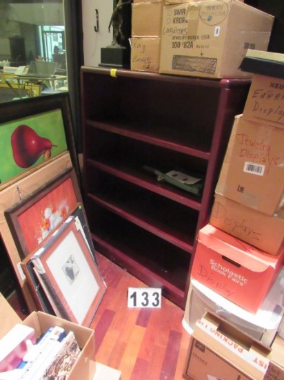 mahogany book shelf 36" w x 49" h x 12"
