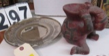 Aztec pottery and silver plate