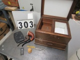 humidor with pipes and collectible memorabilia belonged to Dr Joseph Loughrey MD (he delivered 140,0