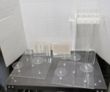 group of clear polycarbonate jewelry display stands