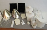 white gloves, mixed displays for necklaces, bracelet  and rings