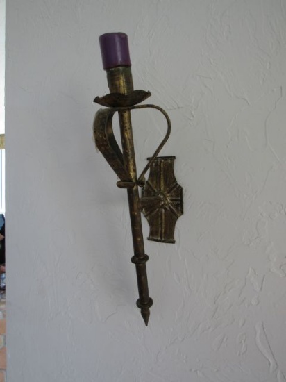 mismatched candlesticks sconces