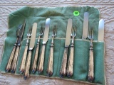 6 place setting small knives and forks silver plate