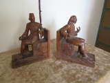 pair carved Serbian figures bookends