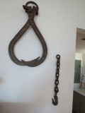 vintage Ice tongs and chain