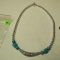 Silver tone & turquoise beaded 24