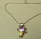 Metallic dichroic glass in sterling on 18