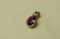 14K -yg- amethyst pendant slider w/3 diamonds @0.2 (estate jewelry)