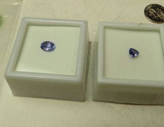 Tanzanite stones - trillion .30 ct 5x5 mm & oval .80 ct 7.50 x 5.50 (estate jewelry)