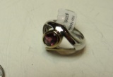 18K & 925 Sterling Oval Rhyolite Garnet Ring size 8, weight 10.3 g