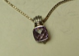 Sterling & 14K -yg- w/amethyst pendant on 18