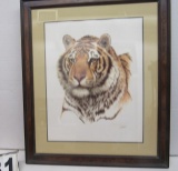 framed print Siberian Hunter Tiger 33 1/2 x 28 3/4  Guy Coheleach