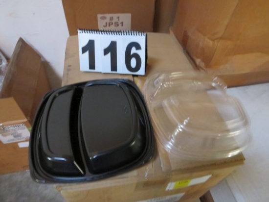 case 10 1/4" high dome 2 compartment plate lid 200 per case and black plate