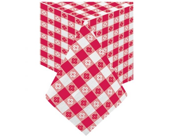 Hoff master 84" dia round red gingham table covers 12 per case