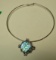 Abalone on sterling slider w/silver coated neck wire