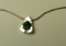 Sterling triangular pendant w/green c.z. on 24