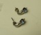 Sterling post earrings w/14K -yg- band blue topaz stone