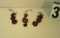 group of 3 carved wood Christmas tree ornaments