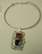 Sterling slider w/dichroic glass & sterling wire frame