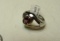 18K & 925 Sterling Oval Rholite Garnet Ring size 8, weight 10.3 g