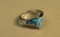 Rhodium pla. Lab created opal ring size 9, weight 6.2 g