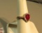 14K - yg over sterling ring with lab ruby - pear shaped size 7 1/2