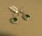Sterling Helenite green square with c.z. earrings