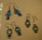Sterling silver shepherd hook earrings - 2 with glass beads & 1 with mesh & glass beads