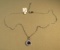 Sterling silver Rhodium coated necklace - deep blue crystal & c.z.