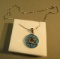 Sterling silver Rhodium coated Star of David - lab opal necklace 16