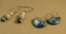 Sterling silver shepherd hook earrings - 1 silvertone & 1 turquoise glass