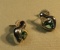 Sterling silver post earrings with 18K yg - green quartz