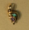 14K -yg- dolphin pendant with diamond eye, diamond bell, tanzanite & lab opal