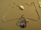 Sterling pendant with 2 seahorses & dichroic glass 18