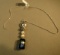 Dichroic glass with 2 fresh water pearls & 2 ss beads on 16
