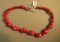 14 1/2 enhanced red coral necklace