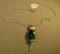 Sterling pendant w/foil glass & 2 silver beads on 18