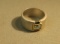 frosted Sterling ring w/aquamarine in 14K -yg- bezel size 7