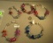 glass bead bracelets silvertone 8-9 1/2
