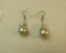 Sterling Biwa fresh water pearl earrings w/shepherd's hook