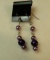 Sterling shepherd's hook earrings w/purple beads (estate jewelry)
