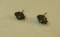 14K -yg- 8- emeralds & 1- 0.1 diamond post earrings (estate jewelry)